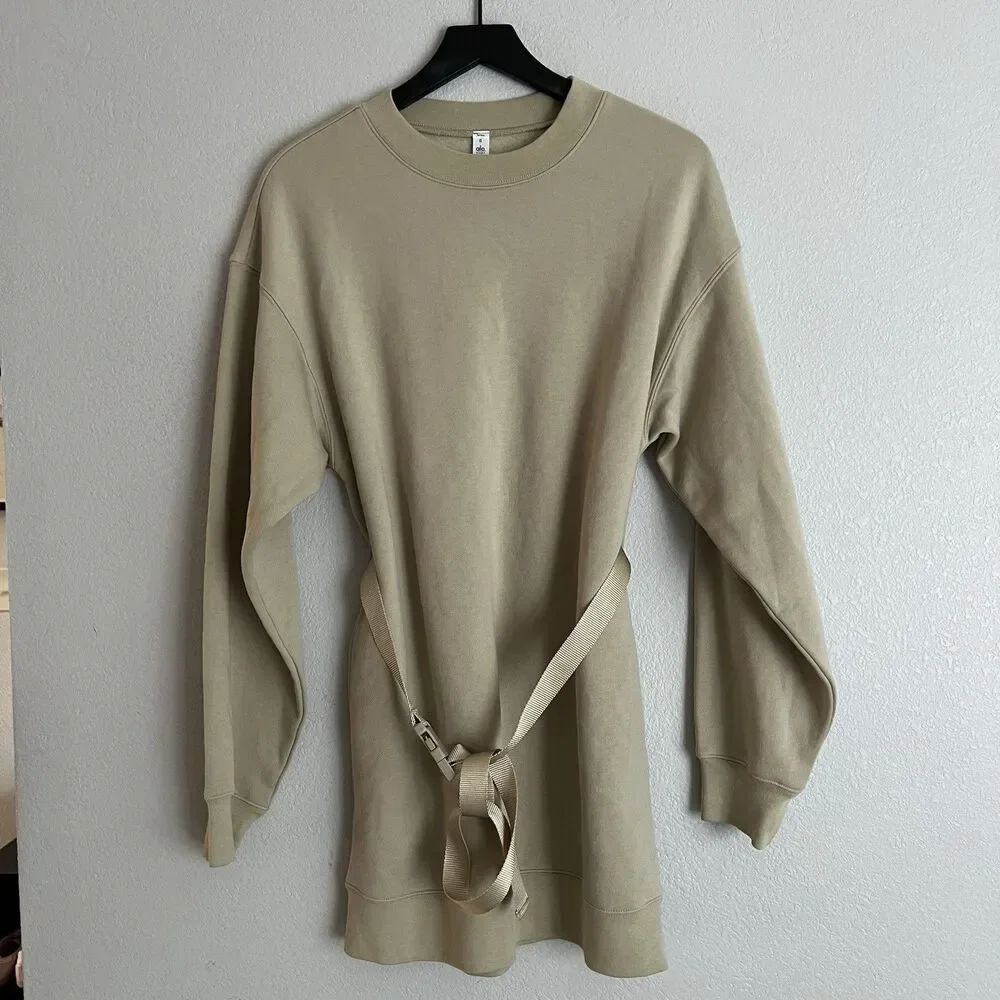 Alo Yoga Cityscape Sweatshirt Dress in California Sand